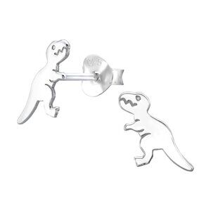 Sterling Silver Simple T Rex Dinosaur Stud Earrings